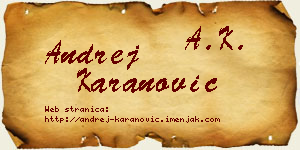 Andrej Karanović vizit kartica